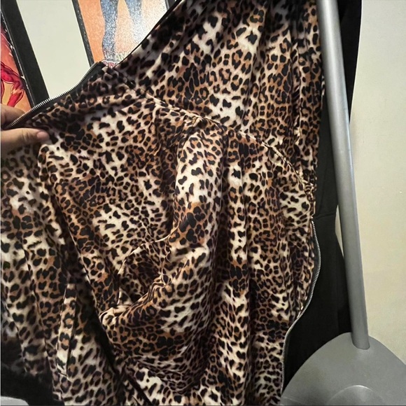 Leopard Print Lined Jacket - Brown and Black